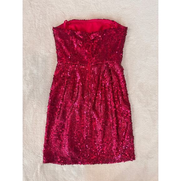 NWOT BCBG MAX AZRIA Convertible Sequin Strapless Dress Size 2 Azalea Pink Party - Picture 3 of 6